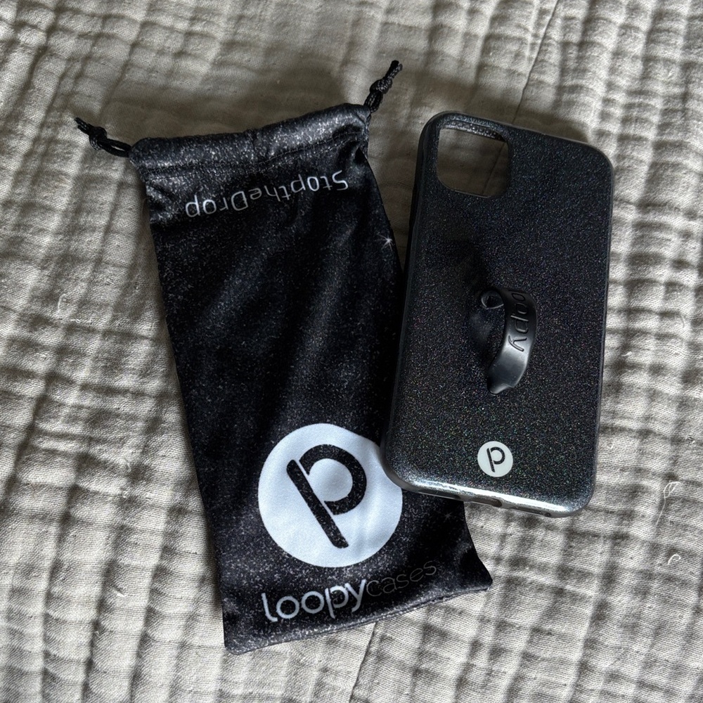Loopy Case Glittery Charcoal Phone Case with Loop